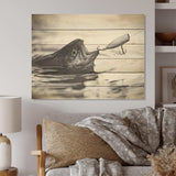 Catching Bass Fish - Wood Wall Art