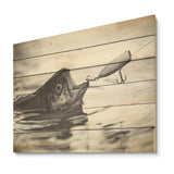 Catching Bass Fish - Wood Wall Art