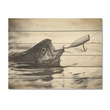 Catching Bass Fish - Wood Wall Art