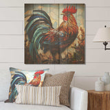 Modern rooster collage III - Wood Wall Art