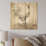 Rustic rooster wooden Peck II - Wood Wall Art