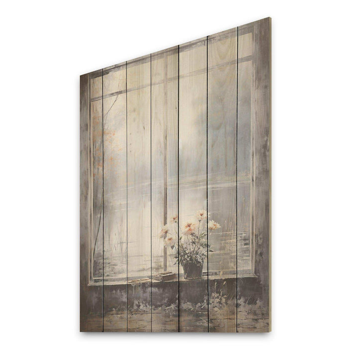 Grey misty river window view II - Wood Wall Art
