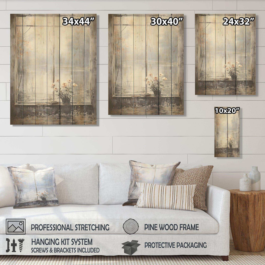 Grey misty river window view II - Wood Wall Art
