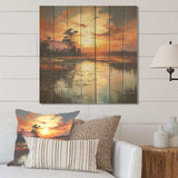 By the lake sunrise Reflections 1 - Wood Wall Art