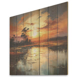 By the lake sunrise Reflections 1 - Wood Wall Art