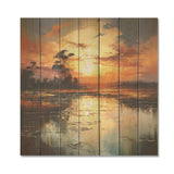 By the lake sunrise Reflections 1 - Wood Wall Art