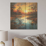 By the lake sunrise Reflections 2 - Wood Wall Art