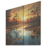 By the lake sunrise Reflections 2 - Wood Wall Art