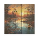 By the lake sunrise Reflections 2 - Wood Wall Art