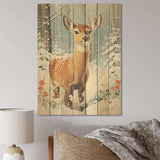 Brown deer Winter  adventure II - Wood Wall Art