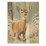 Brown deer Winter  adventure II - Wood Wall Art