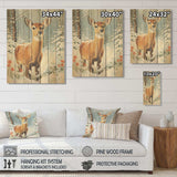 Brown deer Winter  adventure II - Wood Wall Art