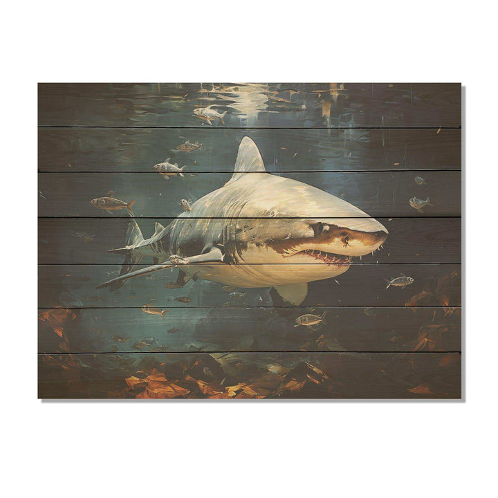 Underwater Shark attack II - Wood Wall Art