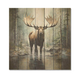 Mystic Moose in Forest II - Wood Wall Art