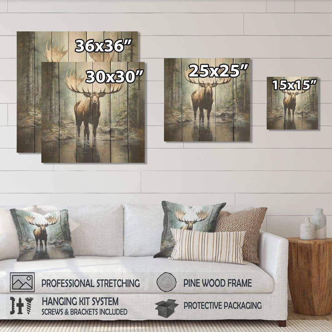 Mystic Moose in Forest II - Wood Wall Art