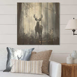 Grey Deer portrait in mystic forest II - Wood Wall Art