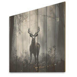 Grey Deer portrait in mystic forest II - Wood Wall Art