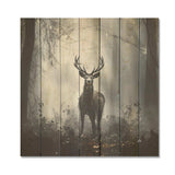 Grey Deer portrait in mystic forest II - Wood Wall Art