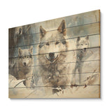 Snow Wolves in winter III - Wood Wall Art