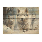 Snow Wolves in winter III - Wood Wall Art