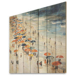 Orange umbrella Beach Day tranquilty  III - Wood Wall Art