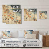 Orange umbrella Beach Day tranquilty  III - Wood Wall Art