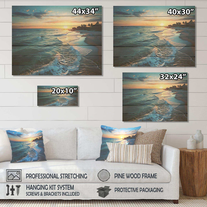 Tranquil Shores sunset Beach horizon II - Wood Wall Art