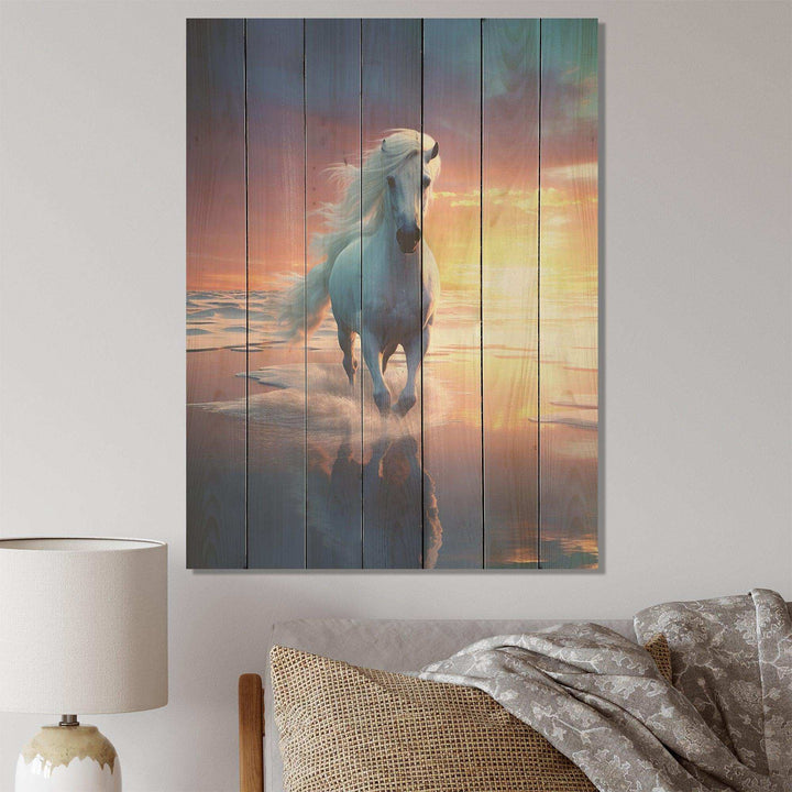 Coastal Horse Majesty Portrait - Wood Wall Art
