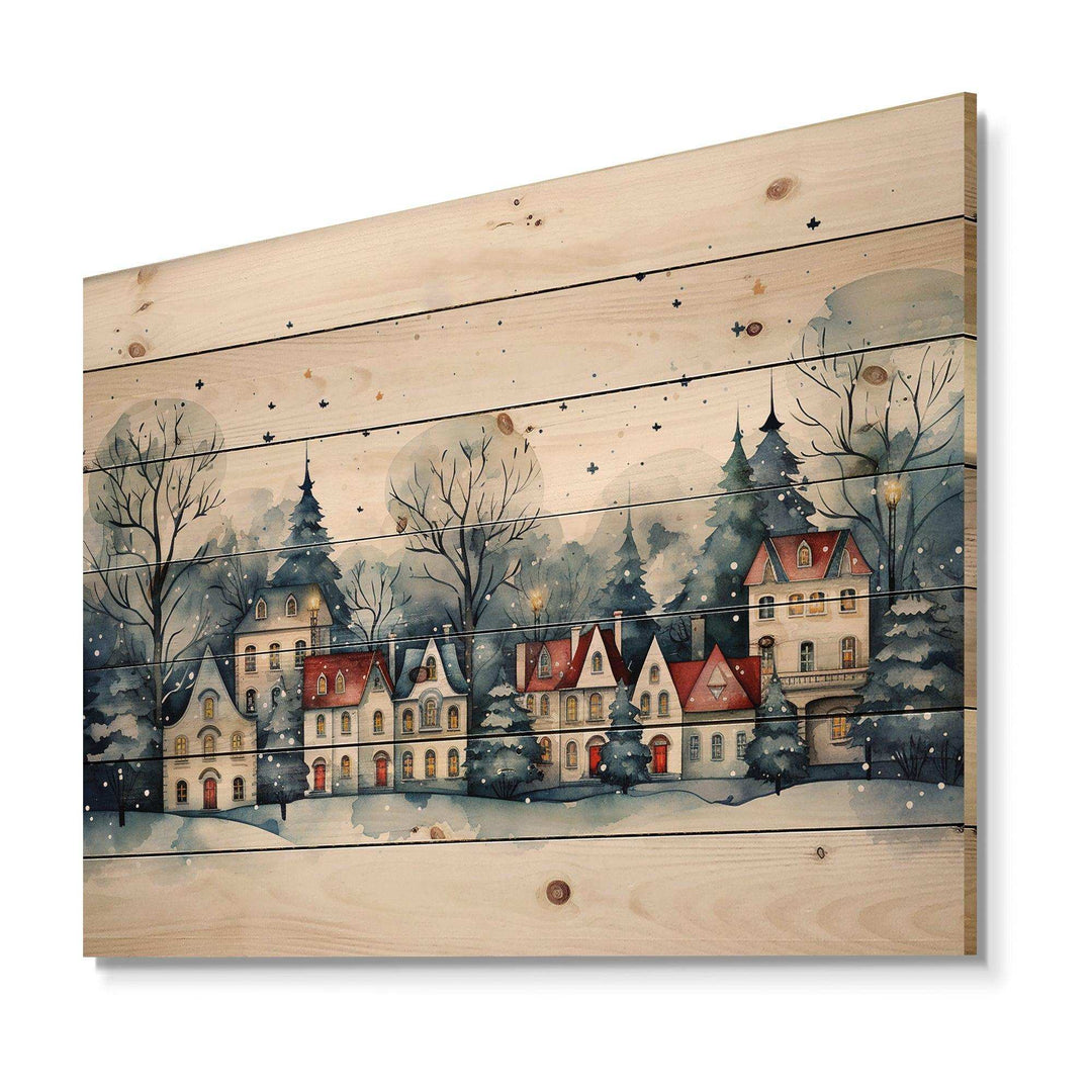 Christmas village in Winter I - Wood Wall Art