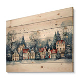 Christmas village in Winter I - Wood Wall Art