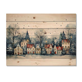 Christmas village in Winter I - Wood Wall Art