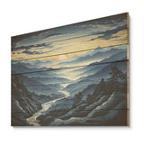 Blue and white Mountain Majesty Panorama II - Wood Wall Art