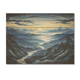 Blue and white Mountain Majesty Panorama II - Wood Wall Art