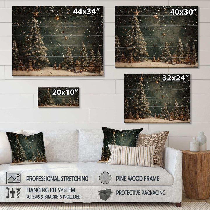 Designart Green Christmas pine tree decor - Wood Wall Art