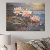 Riverside Blooms flowers on river II - Wood Wall Art