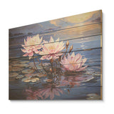 Riverside Blooms flowers on river II - Wood Wall Art