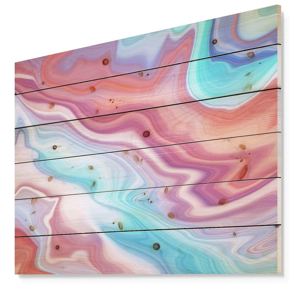 Abstract Marbled Background - Abstract Print on Natural Pine Wood