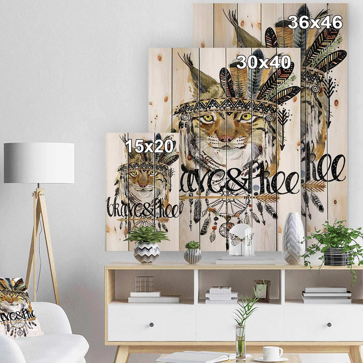 Abstract Cat Watercolor Artwork - Animals kids Painting Print on Natural Pine Wood