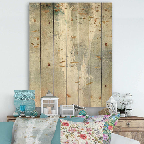 A Woodland Walk into the Forest IV - Modern Farmhouse Print on Natural Pine Wood