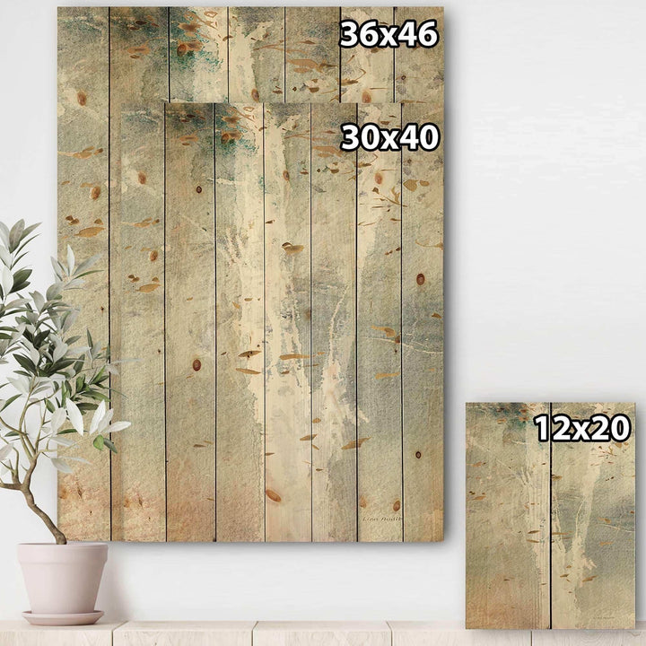 A Woodland Walk into the Forest IV - Modern Farmhouse Print on Natural Pine Wood