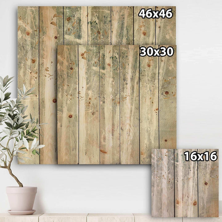 A Woodland Walk into the Forest V - Modern Farmhouse Print on Natural Pine Wood
