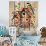 Birds On A Birdhouse - Wood Wall Art