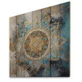 Blue And Gold Mandala II - Wood Wall Art