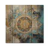 Blue And Gold Mandala II - Wood Wall Art