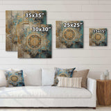 Blue And Gold Mandala II - Wood Wall Art