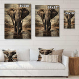 Monochrome Elephant Portrait I - Wood Wall Art