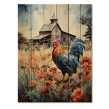 Roaster Barnyard Serenade IV - Wood Wall Art