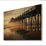 Beach Photo Pier Reflections IX - Wood Wall Art