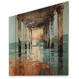 Coastal Pier Perspective Pointillism I - Wood Wall Art