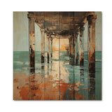 Coastal Pier Perspective Pointillism I - Wood Wall Art